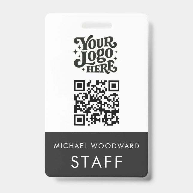 Moderner Logo QR-Code Mitarbeitername Ausweis (Vorderseite)