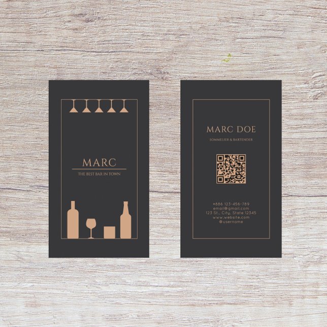 Moderner lokaler Barkeeper Pub Sommelier  Visitenkarte (Von Creator hochgeladen)