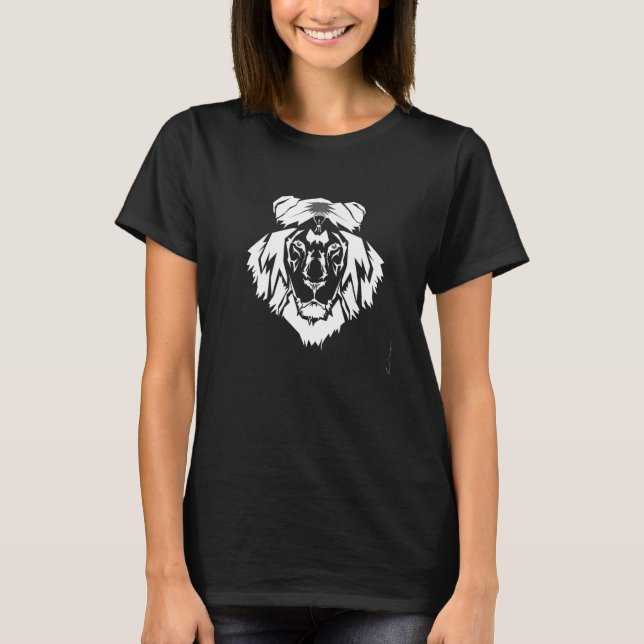 Moderner Löwenkopf Weiß   T-Shirt (Vorderseite)