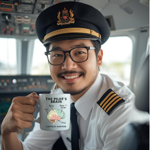 Moderner Luftfahrt-Pilot Name   Piloten Gehirn Tei Kaffeetasse