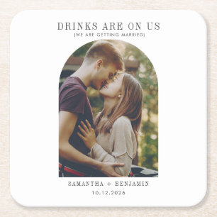 Moderner lustiger Fotogeschenk Save the Date Rechteckiger Pappuntersetzer