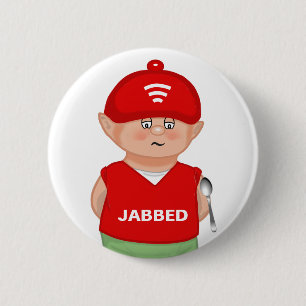 Moderner lustiger gestochener Cartoon-Button Button