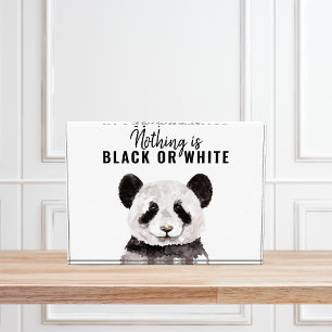 Moderner lustiger Panda Schwarz-Weiß mit Zitat Fotoblock