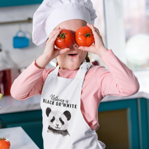 Moderner lustiger Panda Schwarz-Weiß mit Zitat Kinderschürze