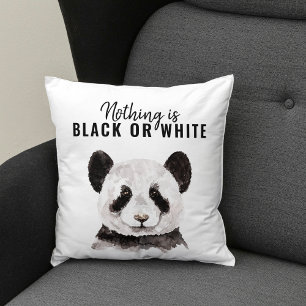 Moderner lustiger Panda Schwarz-Weiß mit Zitat Kissen