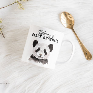 Moderner lustiger Panda Schwarz-Weiß mit Zitat Zweifarbige Tasse