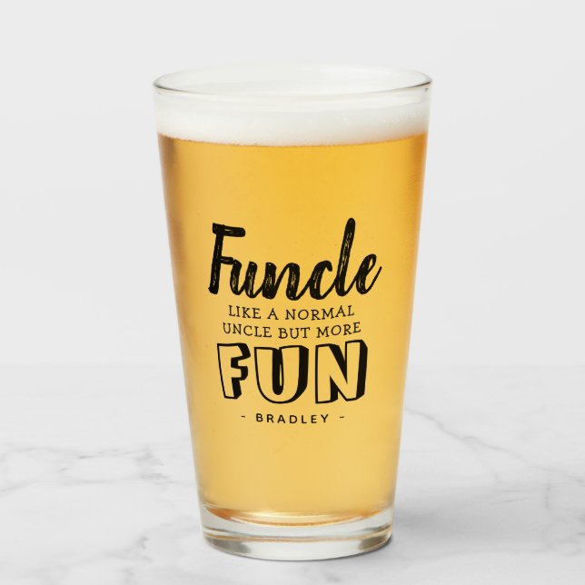 Moderner lustiger Spruch 'Funcle' | Personalisiert Glas (Vorne (Gefüllt))