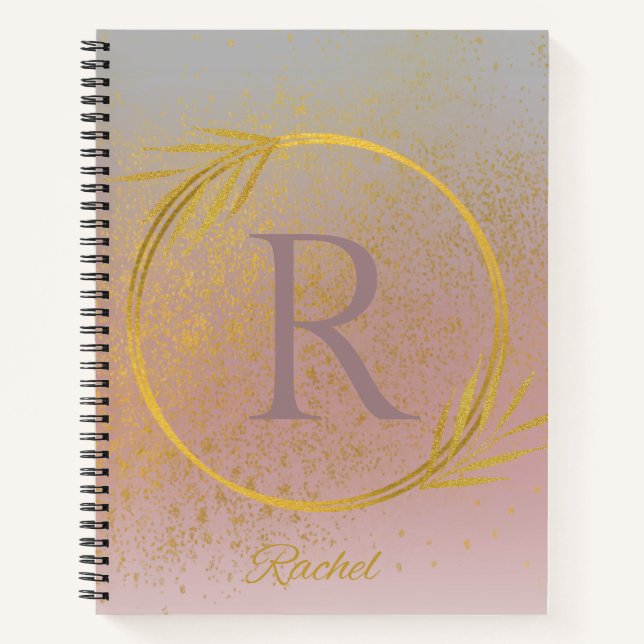 Moderner Luxe Lavender & Gold Individuelle Name &  Notizbuch (Vorderseite)