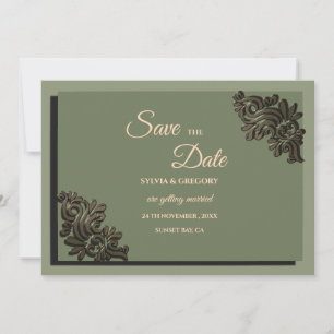 Moderner Luxury Earth Ton Sage Green & Gold Classi Save The Date