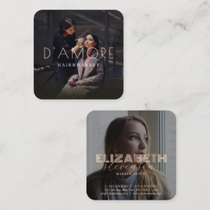 Moderner Luxus Beruflich Gold Abstrakt 2 Fotos Quadratische Visitenkarte