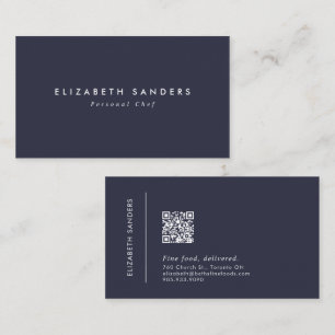 Moderner Luxus-Blauer Minimaler Text mit QR Visitenkarte