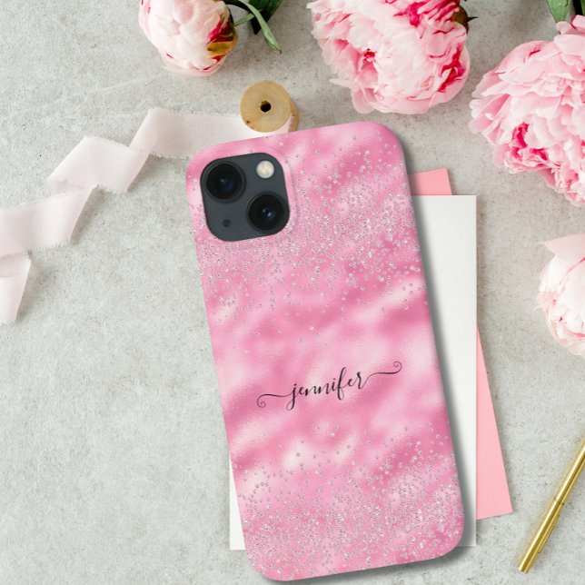 Moderner Luxus Blush Pink Chic Glam Bling Diamond Case-Mate iPhone Hülle (Von Creator hochgeladen)