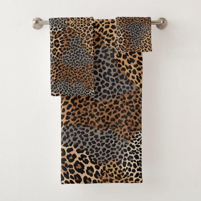 Moderner Luxus Weißer Leopard Elegante Collection Badhandtuch Set (Insitu)