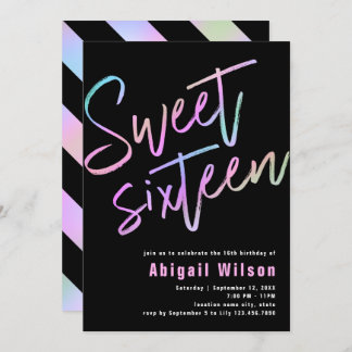 Moderner mädchenholografischer 16 . Geburtstag-Geb Einladung