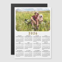 Moderner Magnetischer Foto-Kalender 2026 Schwarz-w