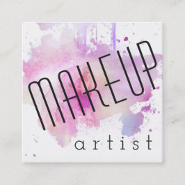 moderner Make-upkünstler-Rosa Watercolor-Spritzer Quadratische Visitenkarte