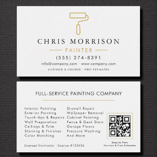 Moderner Maler White Gold QR Code Visitenkarte