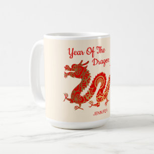 Moderner Mandala Dragon 2024 Chinesisches Neujahr Kaffeetasse