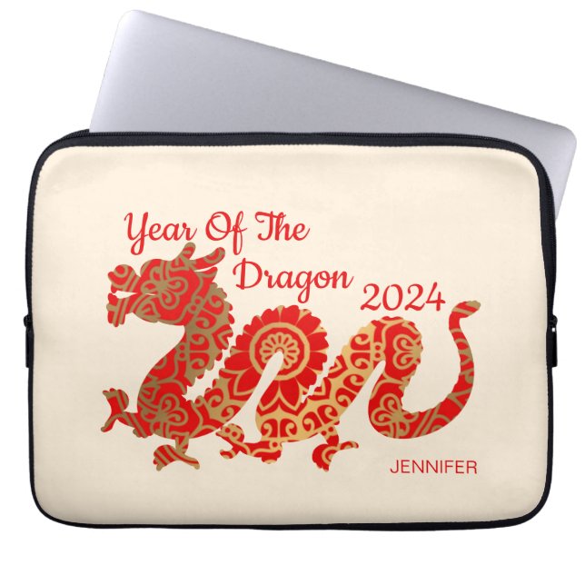 Moderner Mandala Dragon 2024 Chinesisches Neujahr Laptopschutzhülle (Vorderseite)