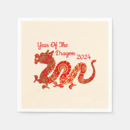 Moderner Mandala Dragon 2024 Chinesisches Neujahr Serviette