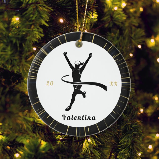 Moderner Marathonläufer Name & Jahr abgelaufen Keramik Ornament (Von Creator hochgeladen)