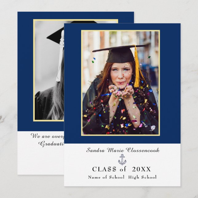 moderner marineblauer Abschluss Ankündigung (Vorne/Hinten)