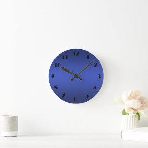 Moderner marineblauer Farbverlauf Wasserfarben Gal Runde Wanduhr