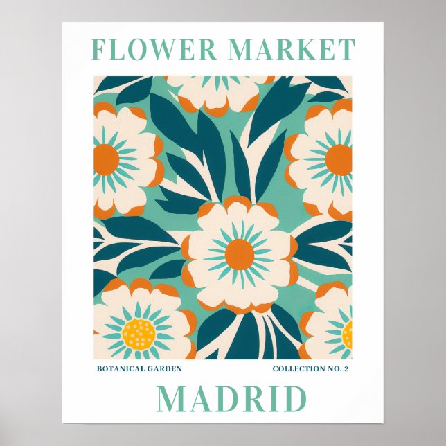 Moderner Markt für Blume Madrid Blume botanisch Poster (Vorne)