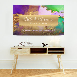 Moderner Marmor Aquarell Gold lila grüner Stylist Banner