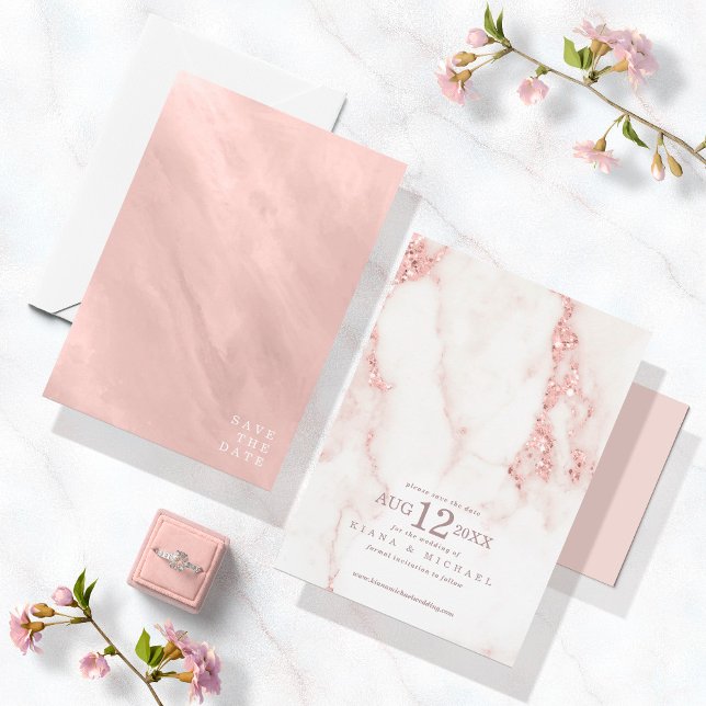 Moderner Marmor Glitzer Hochzeit Rose Gold ID816 Save The Date (Von Creator hochgeladen)