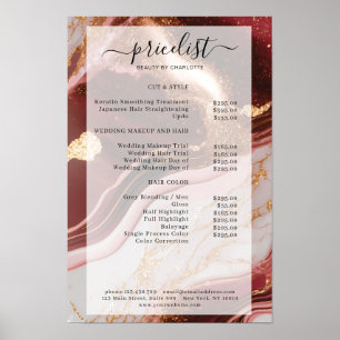 Moderner Marmor Glitzer Salon Preisliste Poster