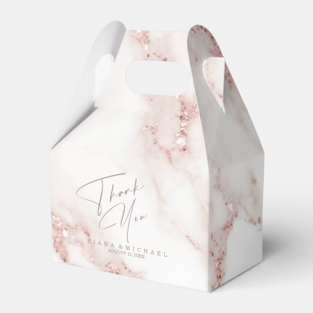 Moderner Marmor Glitzer Vielen Dank V2 Rose Gold I Geschenkschachtel (Vorderseite)