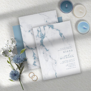 Moderner Marmor-Glitzer Wedding Dusty Blue ID816