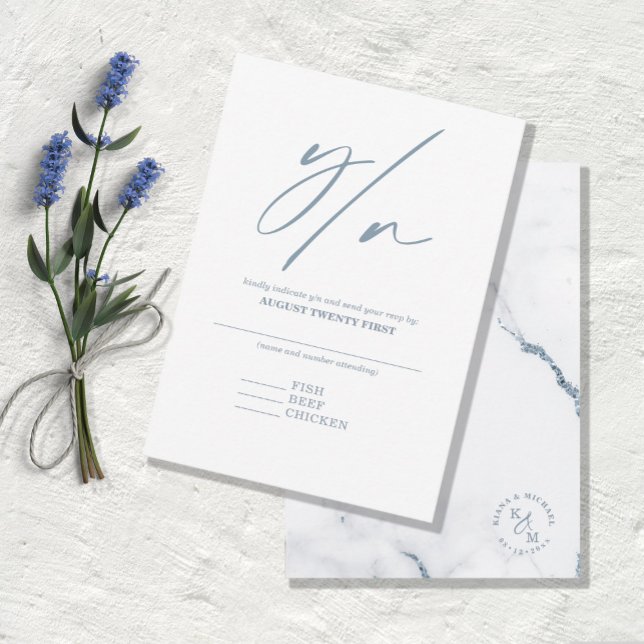Moderner Marmor-Glitzer Wedding Dusty Blue ID816 RSVP Karte (Von Creator hochgeladen)