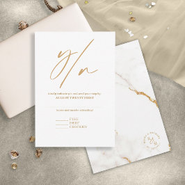 Moderner Marmor-Glitzer Wedding Gold ID816 RSVP Karte