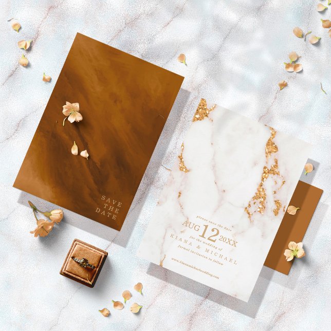 Moderner Marmor-Glitzer Wedding Gold ID816 Save The Date (Von Creator hochgeladen)