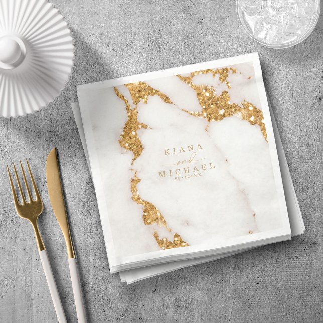 Moderner Marmor-Glitzer Wedding Gold ID816 Serviette (Von Creator hochgeladen)