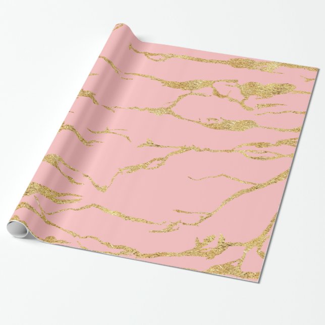 Moderner Marmor mit Imitat Gold Geschenkpapier (Ungerollt)