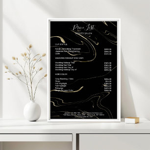 Moderner Marmor Schwarz Gold Preisliste Poster