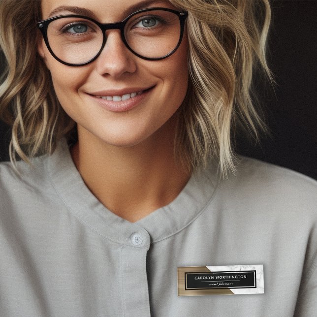 Moderner Marmorgoldbrushed-Metallfarbblock Namenschild (Von Creator hochgeladen)