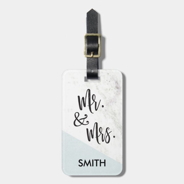 Moderner Marmorherr und Frau Gepäckanhänger (Vorderseite vertikal)