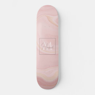 Moderner Marmorrosa Glitzer Hintergrund Skateboard