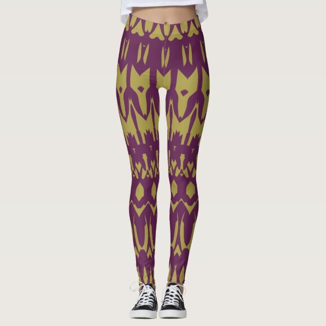 Moderner MaronenSenf "Ratti_Creative_Arts" Leggings (Vorderseite)