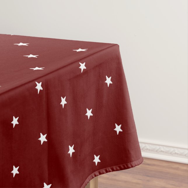 Moderner Maroon dunkelrote Sterne Muster Urlaub Tischdecke (Beispiel)