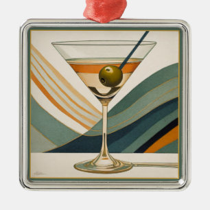 Moderner Martini Cocktail Hour Mitte des 20. Jahrh Ornament Aus Metall