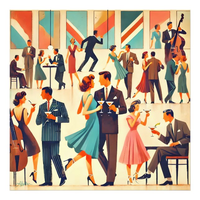 Moderner Martinis im Club Mitte des Jahrhunderts Fotodruck (Vorne)