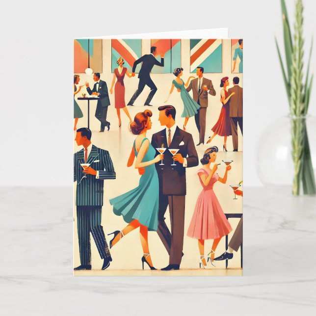 Moderner Martinis im Club Mitte des Jahrhunderts Karte (Vorderseite)