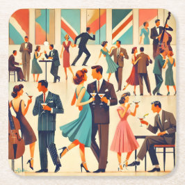 Moderner Martinis im Club Mitte des Jahrhunderts Rechteckiger Pappuntersetzer