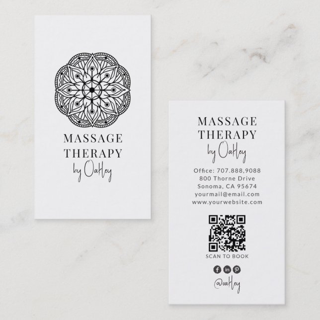 Moderner Massagetherapeut-Mandala Visitenkarte (Vorne/Hinten)