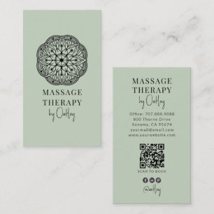 Moderner Masseur Sage Green Visitenkarte